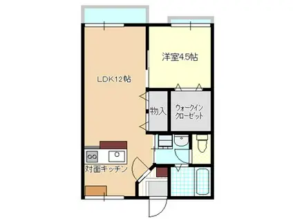 ビバライフとこなみB棟(1LDK/2階)の間取り写真