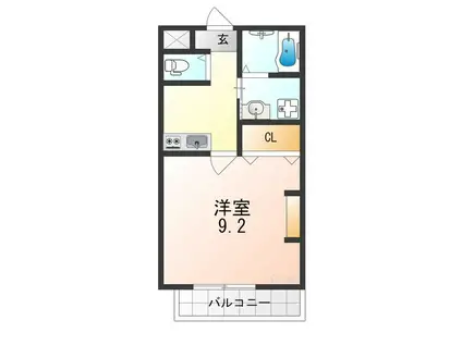 ジーイートワ(1K/2階)の間取り写真