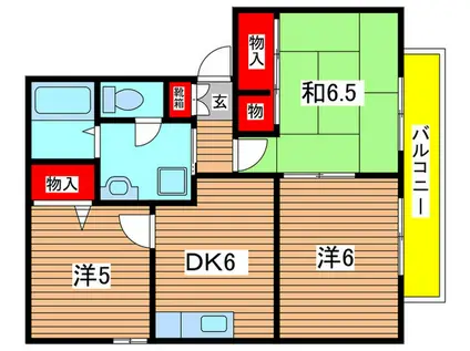 ビューラーシャトル トマト館(3DK/1階)の間取り写真