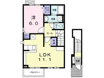 エアリースクエア(1LDK/2階)の間取り写真