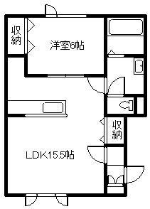 樹華II(1LDK/1階)の間取り写真