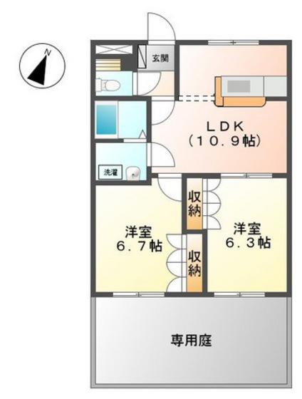 ラペル・シャトー(2LDK/1階)の間取り写真
