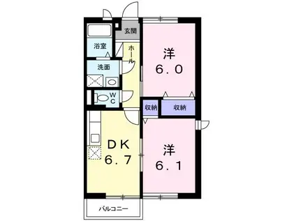 オトメハイツ(2DK/2階)の間取り写真