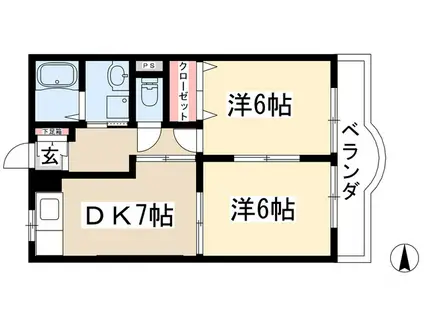 マンション清美(2DK/1階)の間取り写真