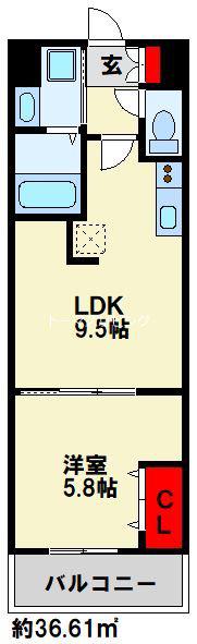 シズカビルディング白銀(1LDK/7階)の間取り写真