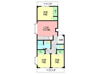 タプラ下荻野(3LDK/3階)の間取り写真