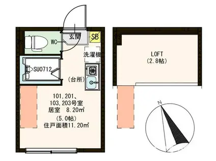 ハーモニーテラス町屋III(ワンルーム/1階)の間取り写真