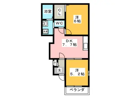 サンシャインA(2DK/1階)の間取り写真