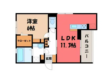 D-ROOM FIORE ”N”(1LDK/3階)の間取り写真