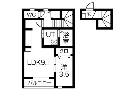 フォルーナV(1LDK/2階)の間取り写真