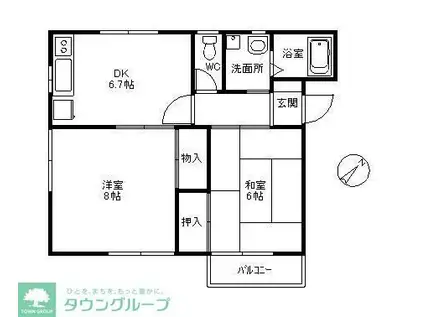 ハイツベルマーレ2(2DK/2階)の間取り写真