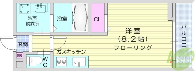 RS RESIDENCE(ワンルーム/2階)の間取り写真