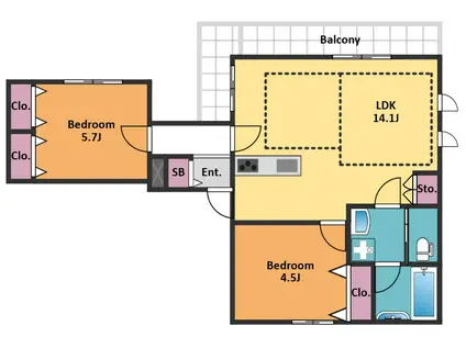 カーサ・ドマーニ(2LDK/3階)の間取り写真