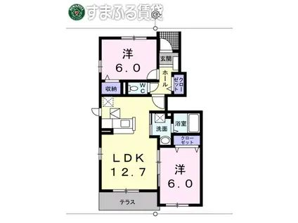 バーミィ II(2LDK/1階)の間取り写真