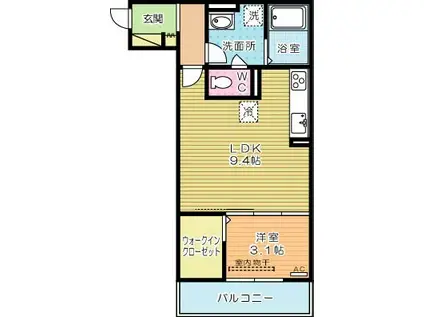 ザ・レジデンスBONJONO ウエストザ・レジデンスボンジョーノ ウ(1LDK/2階)の間取り写真