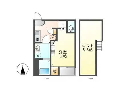 ハーモニーテラス東水切町(1K/1階)の間取り写真