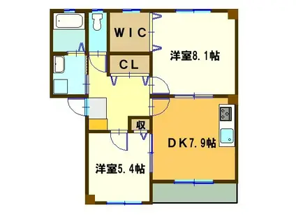 グラサージュ・アン(2DK/1階)の間取り写真