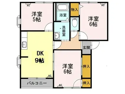 オークヴィレッジ花園 B(3DK/2階)の間取り写真