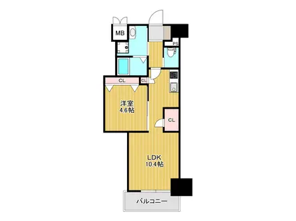 ERUZA GLANZ中津口(1LDK/14階)の間取り写真