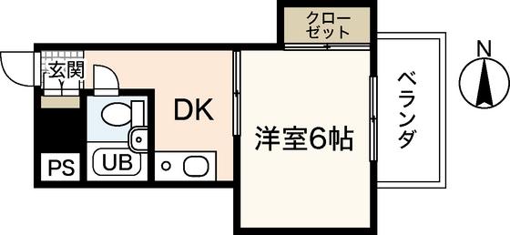 第1片山ビル(1K/9階)の間取り写真