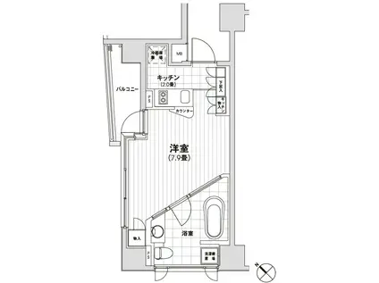 カスタリア銀座(ワンルーム/10階)の間取り写真