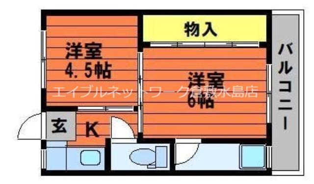 ソラーナ川辺 II(2K/3階)の間取り写真