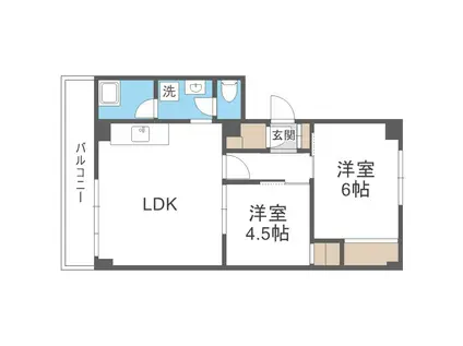 琴似芙蓉ハイツ(2LDK/4階)の間取り写真