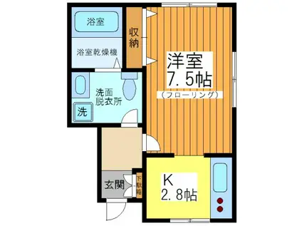 コニファーガーデンII(1K/1階)の間取り写真