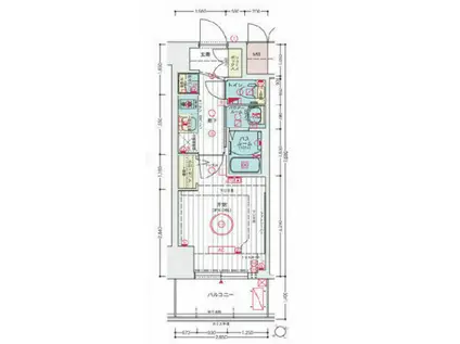 エステムコート神戸湊町(1K/4階)の間取り写真