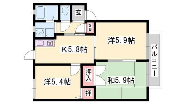 フレグランス小川 A棟(3K/1階)の間取り写真
