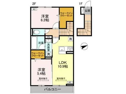 リンクベース2(2LDK/2階)の間取り写真