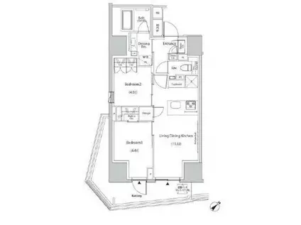 ザ・パークハビオ市ヶ谷イースト(2LDK/10階)の間取り写真