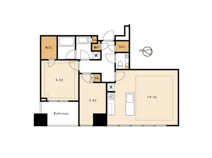 プレミストタワー白金高輪(2LDK/22階)の間取り写真