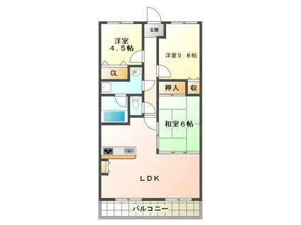 メルヴェーユ桃山台(3LDK/2階)の間取り写真