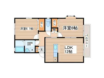 ペイサージュ(2LDK/1階)の間取り写真