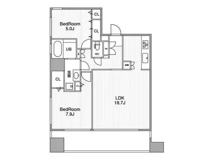 アーバンフラッツ池袋プレミアム(2LDK/25階)の間取り写真