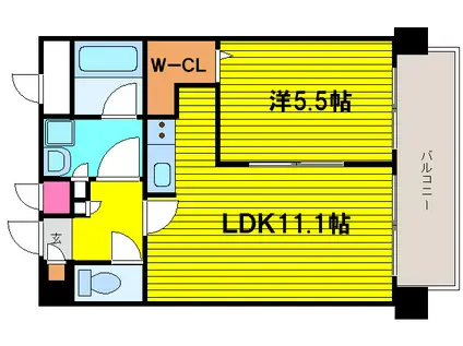 北浜プライマリーワン(1LDK/11階)の間取り写真