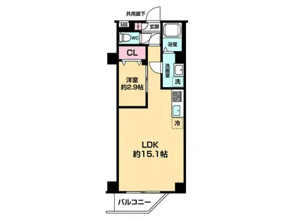 ARCOBALENO DAISHIMAE(1LDK/3階)の間取り写真