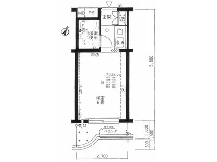 ジョイフル笹塚(1K/2階)の間取り写真