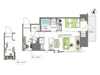 AIFLAT若松河田(1LDK/5階)の間取り写真