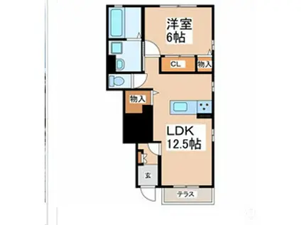 フォレストメゾン・新水前寺(1LDK/1階)の間取り写真