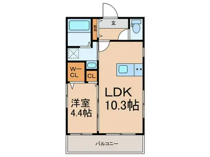 東急東横線 都立大学駅 徒歩6分 3階建 築3年(1LDK/3階)の間取り写真