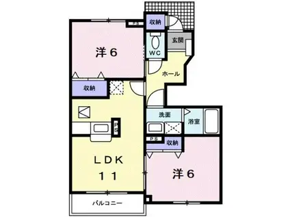 ルミエールB(2LDK/1階)の間取り写真