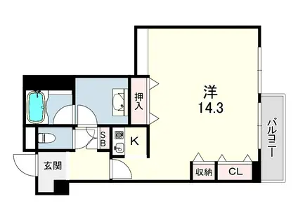ルーア芦屋(ワンルーム/1階)の間取り写真