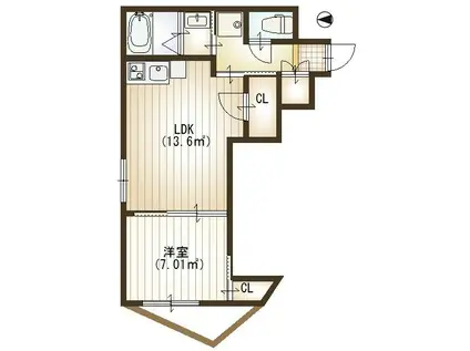 SYUPROS武蔵関(1LDK/4階)の間取り写真