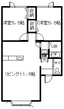 BRICK(2LDK/1階)の間取り写真