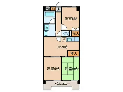 南山第2スカイハイツ(3DK/8階)の間取り写真
