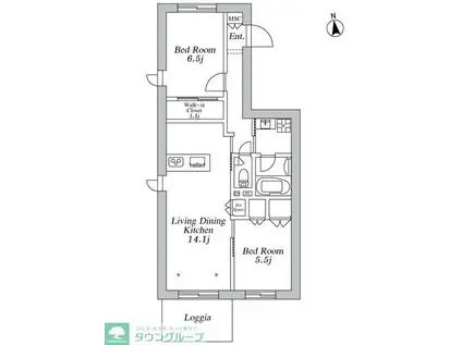 JUMEAUX 南館(2LDK/1階)の間取り写真