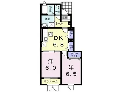 ファイン・ハル・エール IV(2DK/1階)の間取り写真