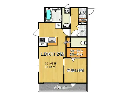 ラシーネ宮町(1LDK/2階)の間取り写真